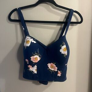 Xhilaration Navy Blue Floral Top